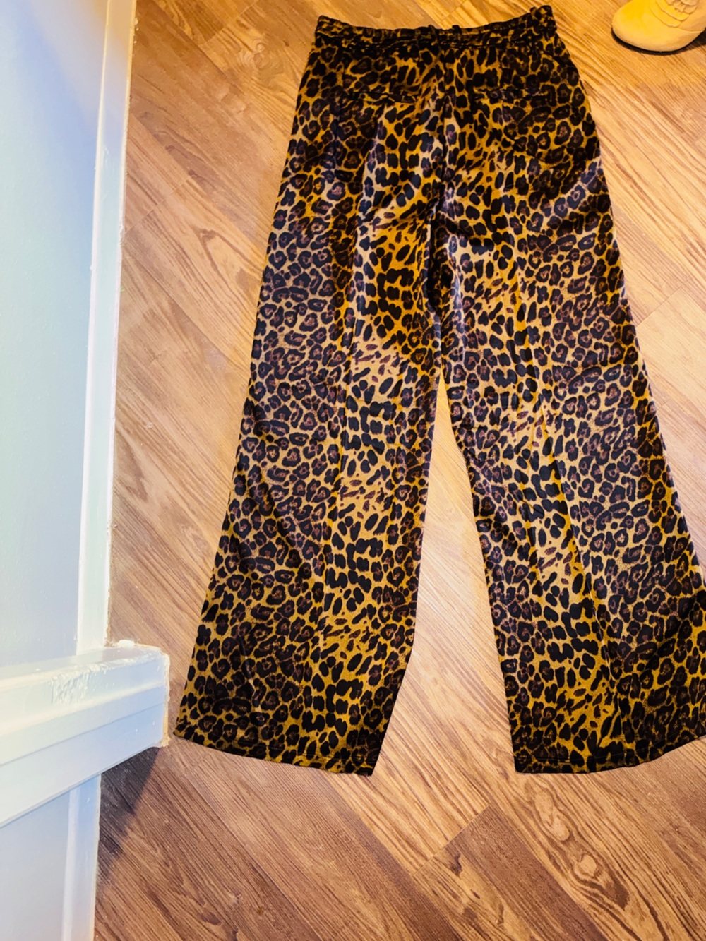 Karlie Brand Leopard Satin Wide-Leg Palazzo Pants